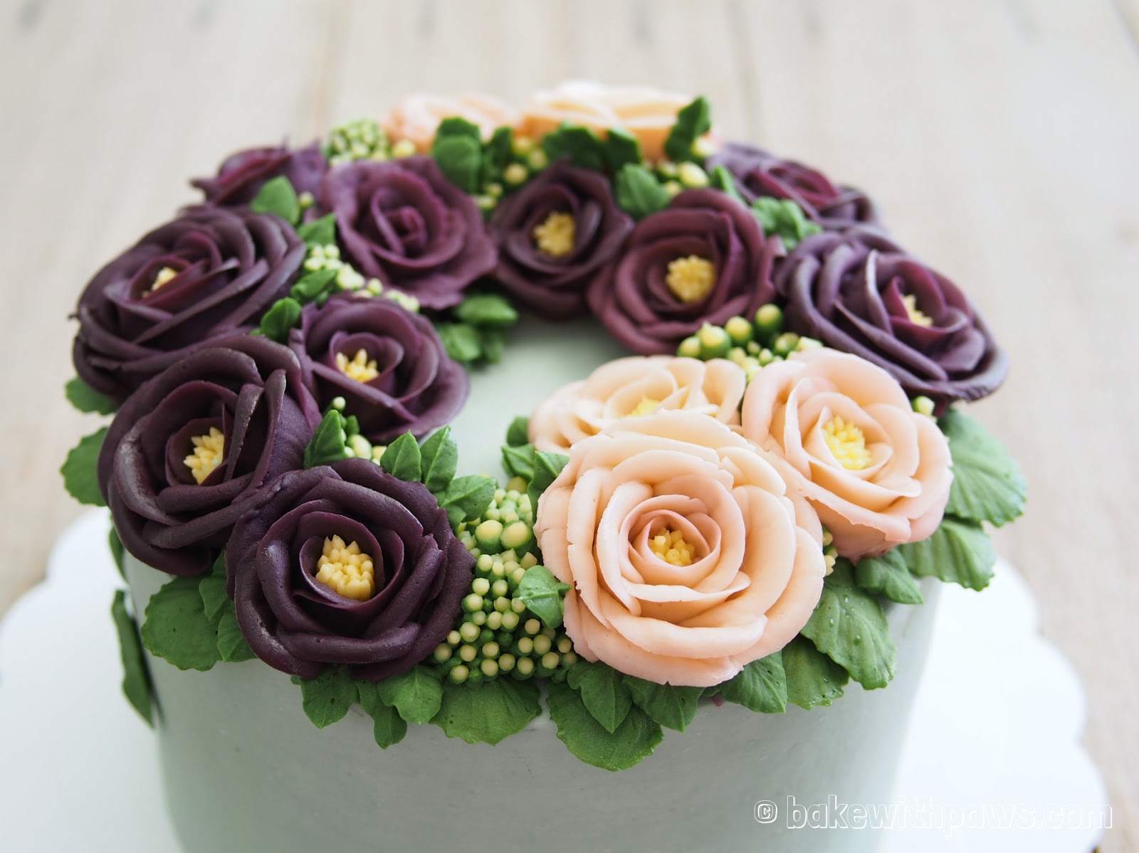 Korean Style Buttercream Flowers Cake 11 BAKE WITH PAWS