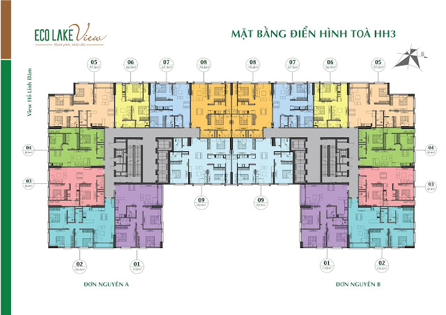 Mặt bằng tòa HH03 chung cư Eco Lake View Mặt bằng tòa HH03 chung cư Eco Lake View