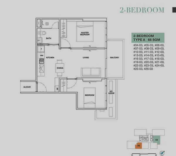 6 Derbyshire 2 Bedroom Floor Plan