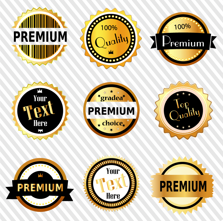 高級感ある金バッチのデザイン premium gold badges イラスト素材