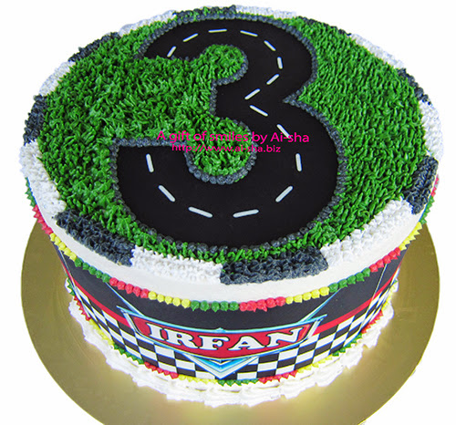 Race track theme 3rd Birthday Cake 