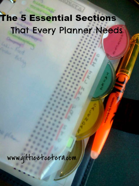 planner, tabs, sections
