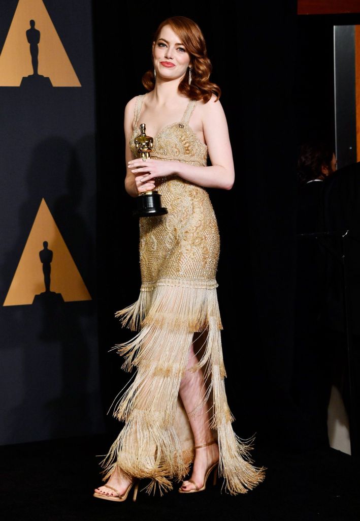 Emma Stone robe oscars 2017 dorée