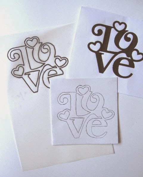 como transferir palabra LOVE proyecto scrapbook tarjeta San Valentín