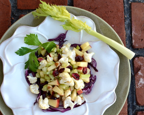 Festive Celery, Cauliflower and Apple Salad, another simple, fresh & healthy salad ♥ AVeggieVenture.com