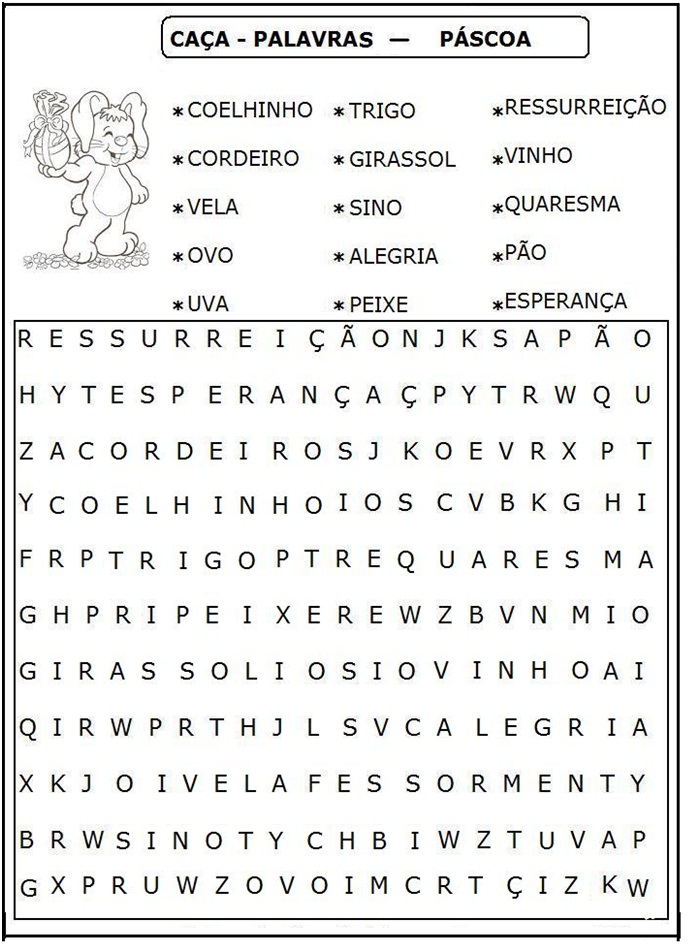 Páscoa: caça-palavras símbolos da Páscoa! - Blog Espaço Educar