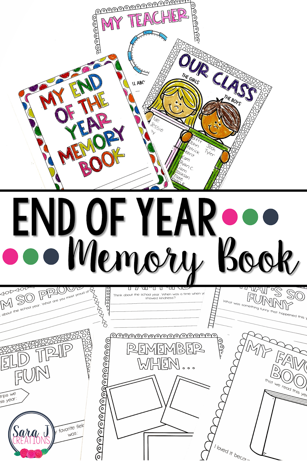 This printable end of the year memory book is the perfect activity for kids. Help them countdown the end of the school year with this fun and reflective idea. Let them reflect on their growth and all of their learning from the past school year and think ahead to summer and next school year.