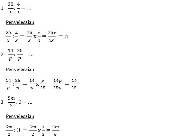 Operasi Hitung Pecahan Aljabar Beserta Contoh Soal Lengkap Terbaru
