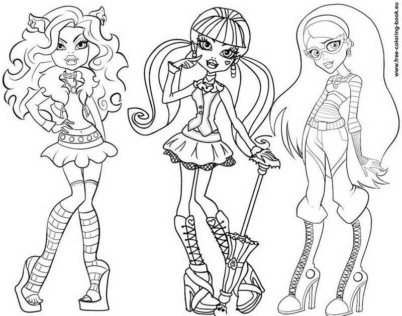 monster high dolls coloring pages pink heart string free printable doll coloring pages