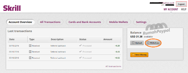 cara withdraw tarik uang dari skrill ke rekening bank 1