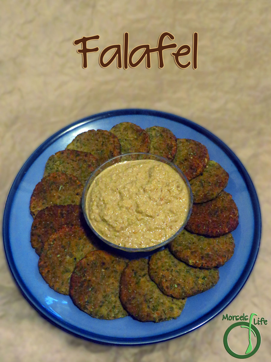 Morsels of Life - Falafel - Chickpeas, cooked and then processed with garlic, onions, and many delectable herbs, formed into patties, and then baked into flavorful falafel.