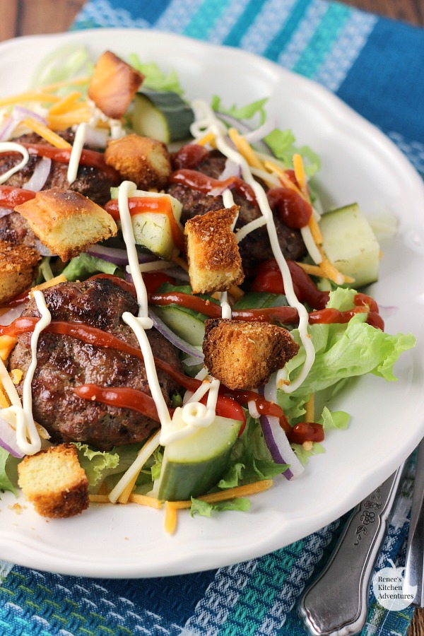 Cheeseburger Salad | by Renee's Kitchen Adventures - easy recipe for a classic cheeseburger in salad form makes a great lighter dinner or lunch. #SundaySupper