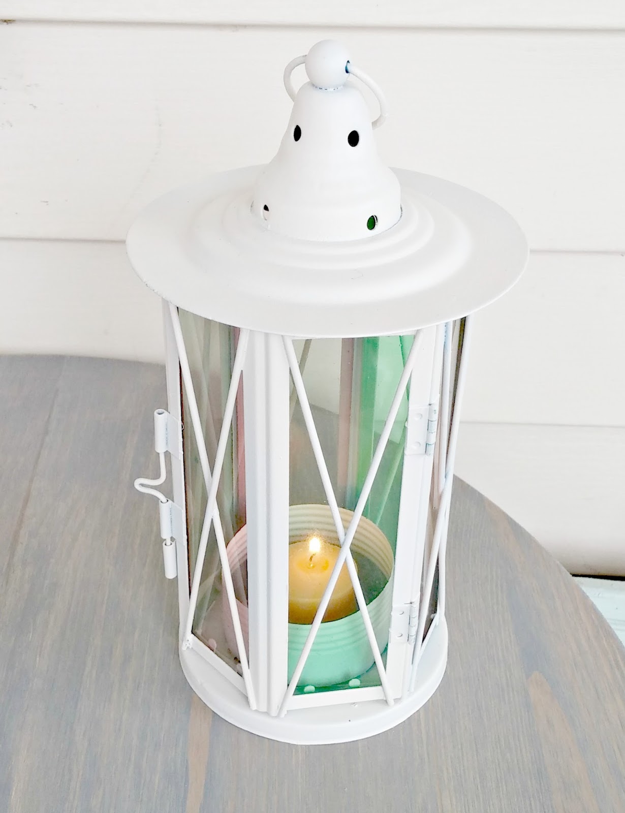Outdoor Lantern Makeover with Krylon Stained Glass Spray Paint Little