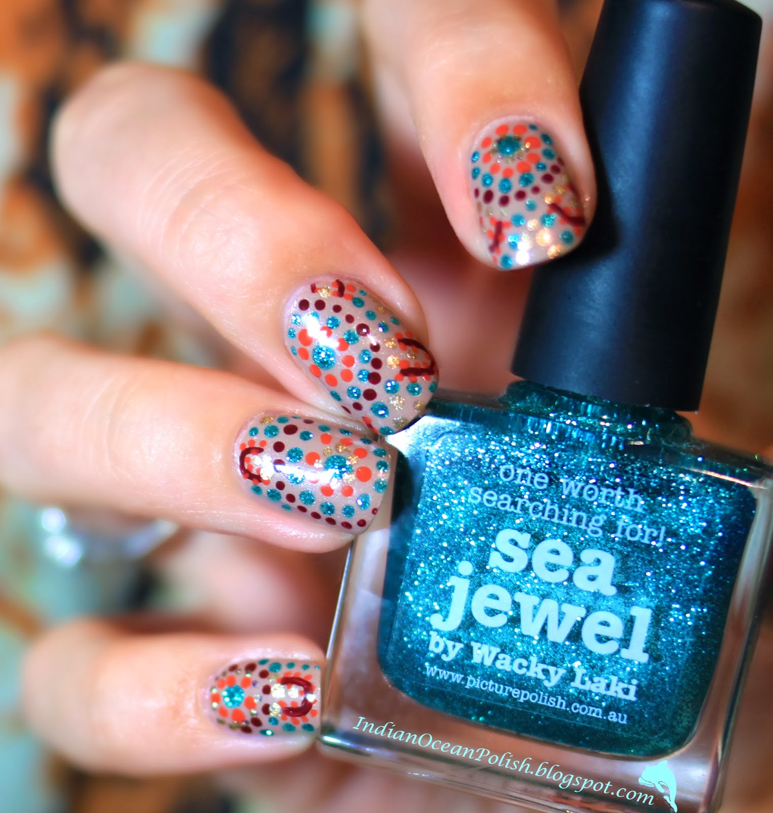 Indian Ocean Polish Aboriginal Dotted Nail Art