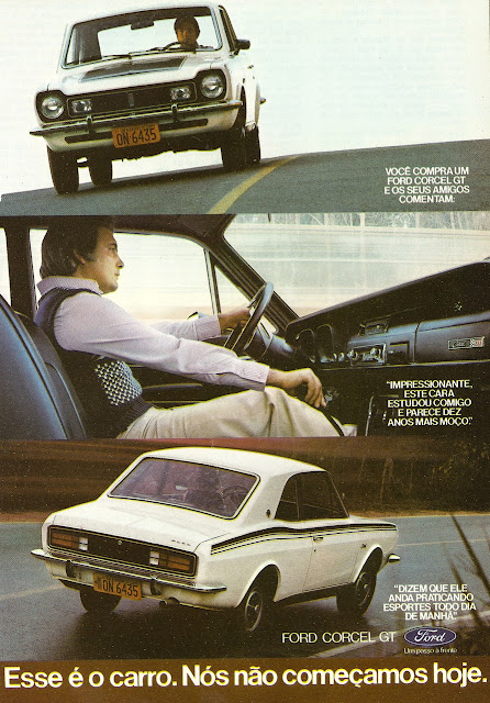 Propaganda antiga da Ford para promover o Corcel GT, no começo dos anos 70