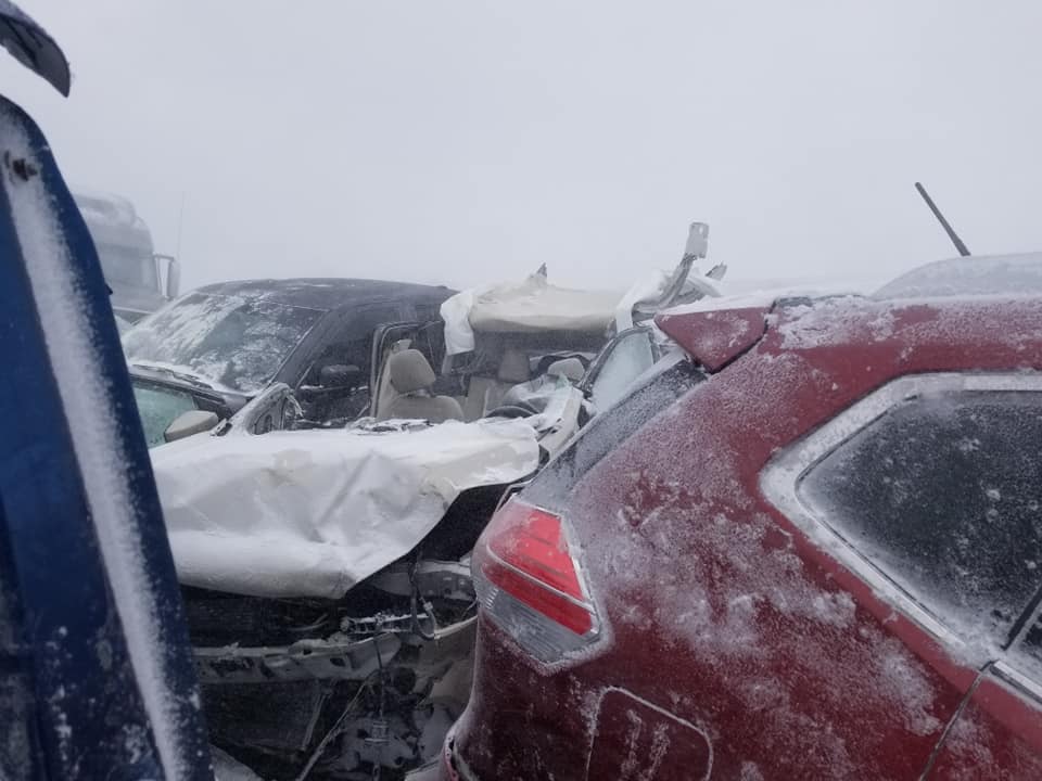Just A Car Guy about 3 dozen cars crashed on Interstate 41, in Neenah Wisconsin today. 131