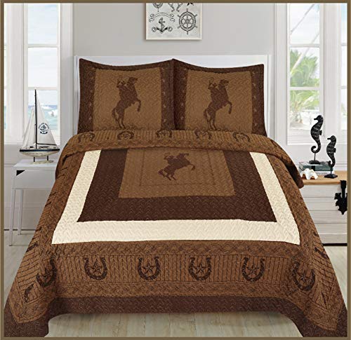 The Best Sapphire Home 3 Piece Queen Size Quilt Bedspread Set W