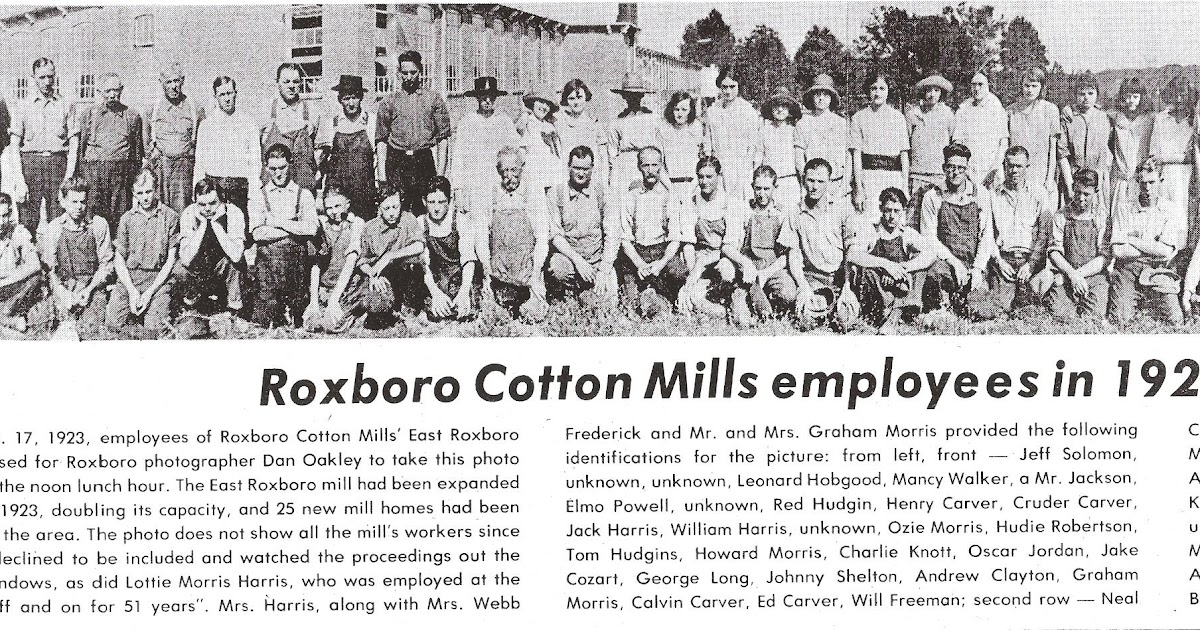 Caswell County Historical Association Roxboro Cotton Mills Employees