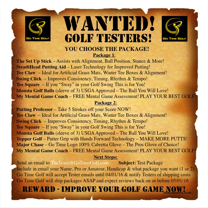 Go Time Golf Golf Testers WANTED Go Time Golf