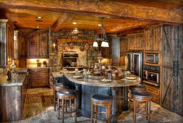 Classic Kitchen Design With Rustic Elements Theme | HOMEROOMDESIGNING