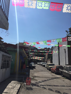 Decorated street in Manzanillo, Mexico