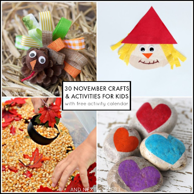 30 November activities & crafts for kids with free downloadable activity calendar from And Next Comes L