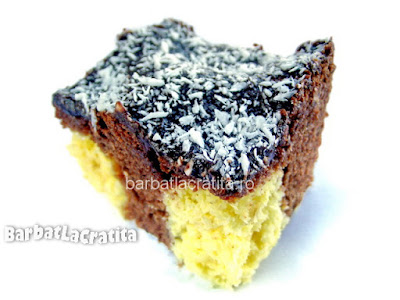 Prăjitură cu brânză, cocos şi ciocolată