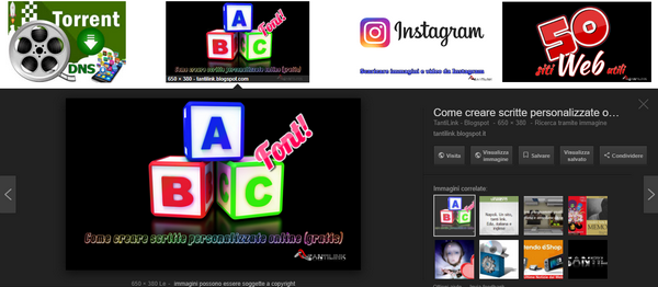 Pulsante Visualizza immagini di Google immagini