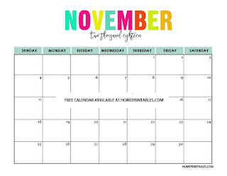 Free Printable Calendar November 2018