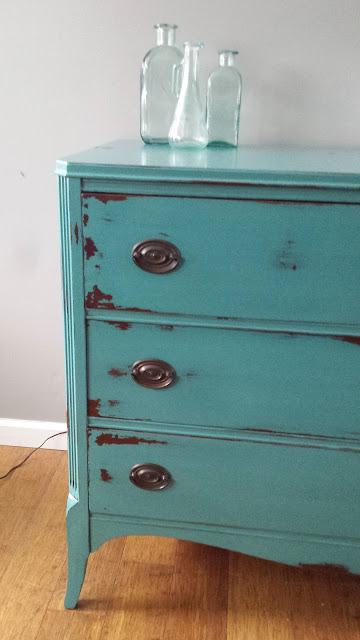 Teal turquoise vintage hepplewhite dresser