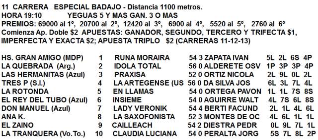 Ratificados del Especial Badajo en La Plata Especial Badajo La Plata