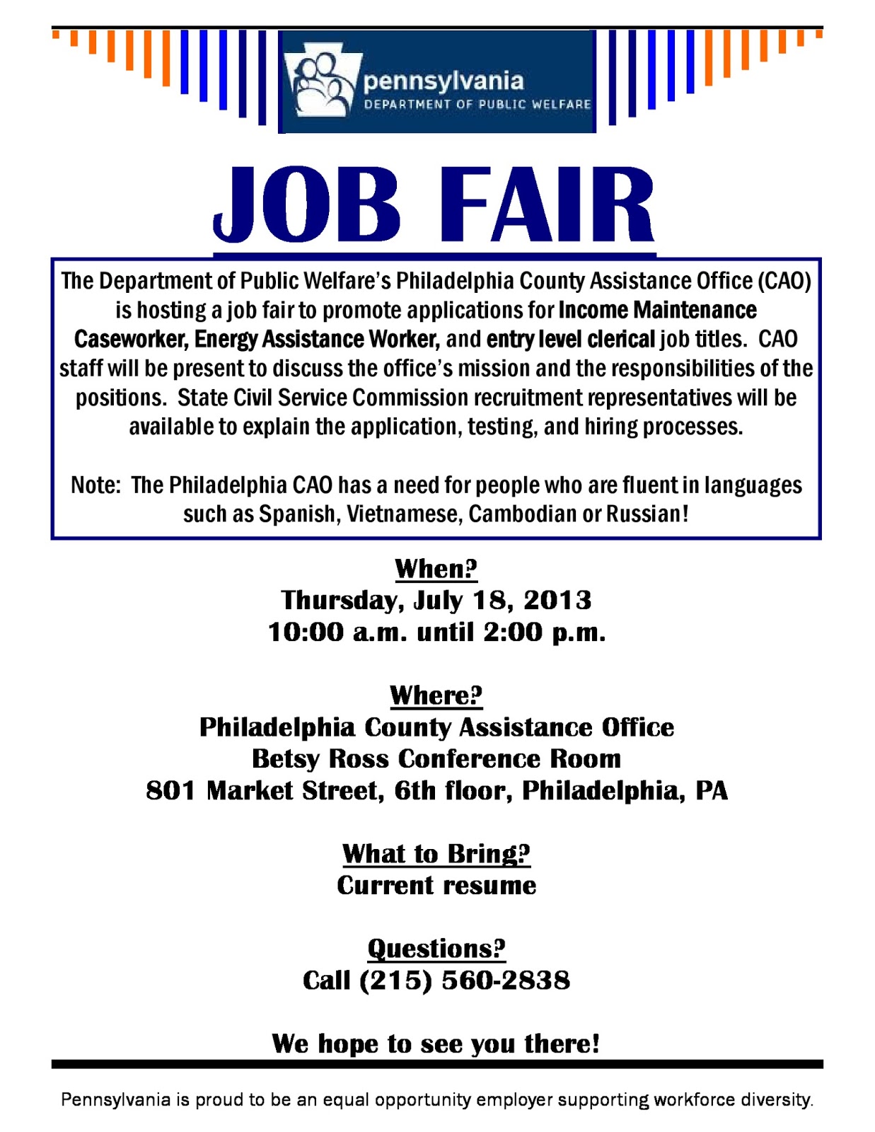 fresh start outreach ministry job fair department of public