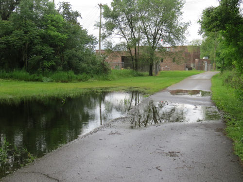 flooded paved multi-use trail