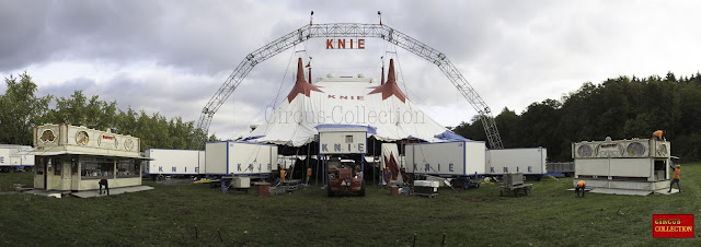 Montage du chapiteau et de la façade du Cirque National Suisse de la famille Knie, à Bulle chef lieu de la Gruyère (Suisse), le 24 septembre 2018 photo Philippe Ros 