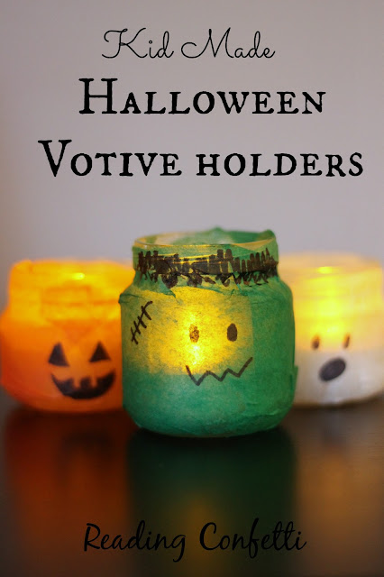 Kid-Made Halloween Votive Holders ~ Reading Confetti