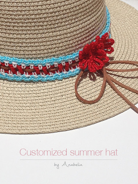 How to customize a summer hat with crochet, free pattern by Anabelia Craft Design
