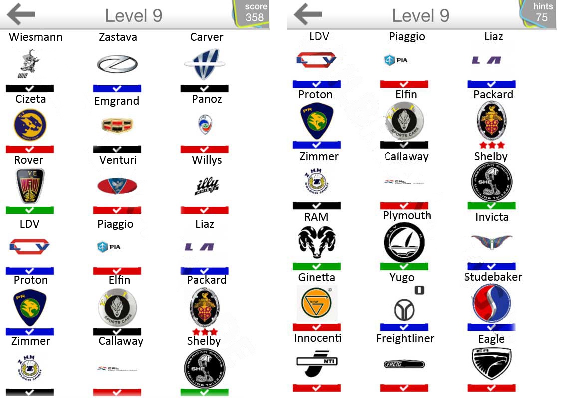 Logo Quiz Cars Answers Level