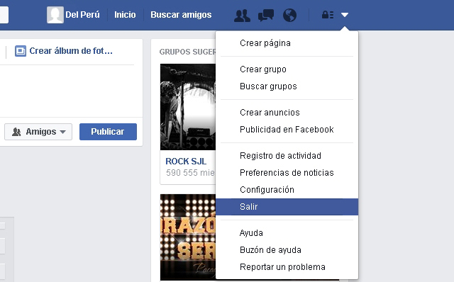 Salir cuenta de Facebook Salir cuenta de Facebook
