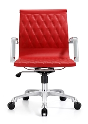 Red Leather Office Chair with Diamond Stitched Back Red Leather Office Chair with Diamond Stitched Back