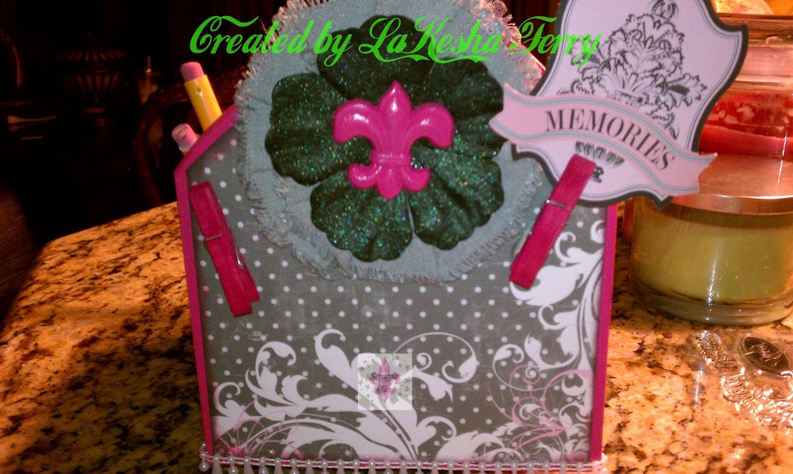 Scrappin Diva Pink Zebra Desk Organizer