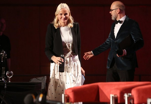 Crown Princess Mette-Marit wore a white polka dot belted skirt and black short jacket. The Homeland and other stories