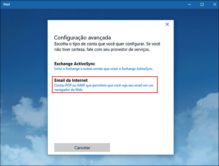Windows 10 - Configurações aplicativo Mail