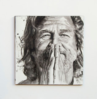 Acuarela sobre tabla. Jeff bridges Acuarela sobre tabla. Jeff bridges