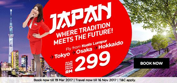 AirAsia X KL Japan Tokyo Osaka Hokkaido Allin Fares Flight Ticket From