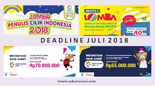 Daftar Lomba Menulis Juli 2018 Daftar Lomba Menulis Juli 2018