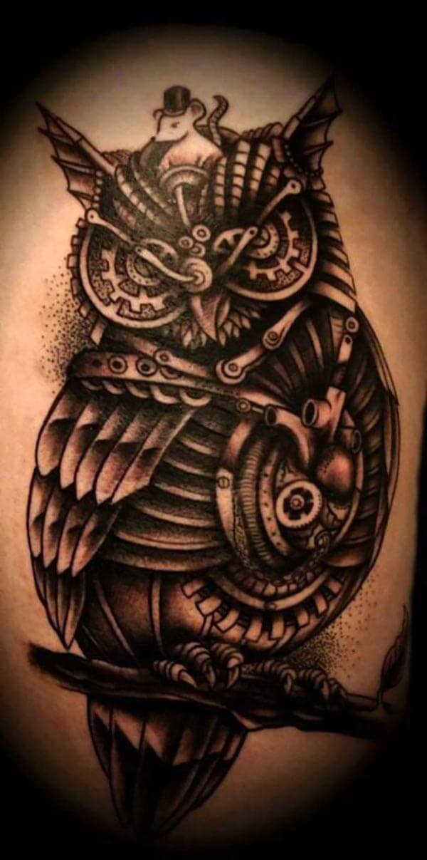 steampunk owl tattoo steampunk owl tattoo