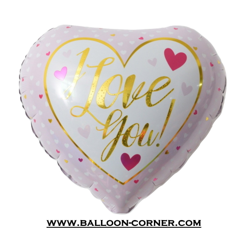 Balon Foil Hati Motif Pink I LOVE YOU