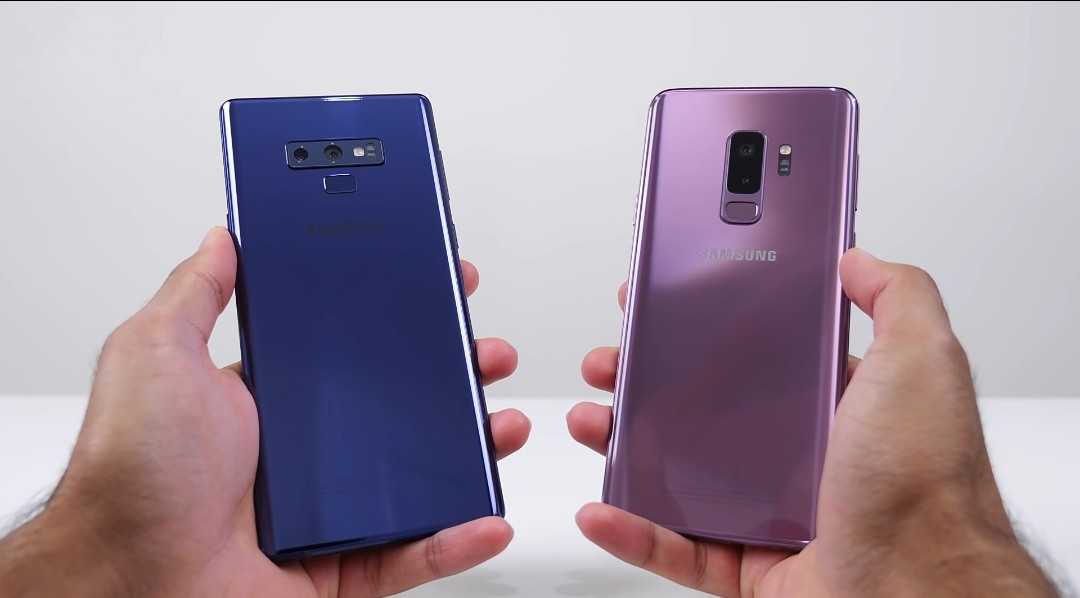 The Samsung Galaxy Note 9 and the Samsung Galaxy S9+ differences in build and design.