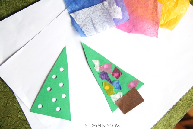 Kids can make this 3D Christmas Tree card while working on so many fine motor skills like hand strength, open thumb web space, intrinsic muscle strength, arch development, with proprioceptive input, too. The Occupational Therapist in me loves this!