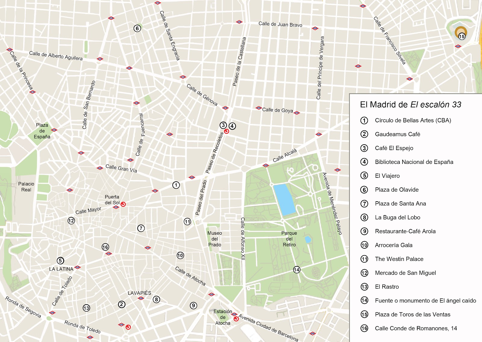 Mapa del Madrid de "El escalón 33·